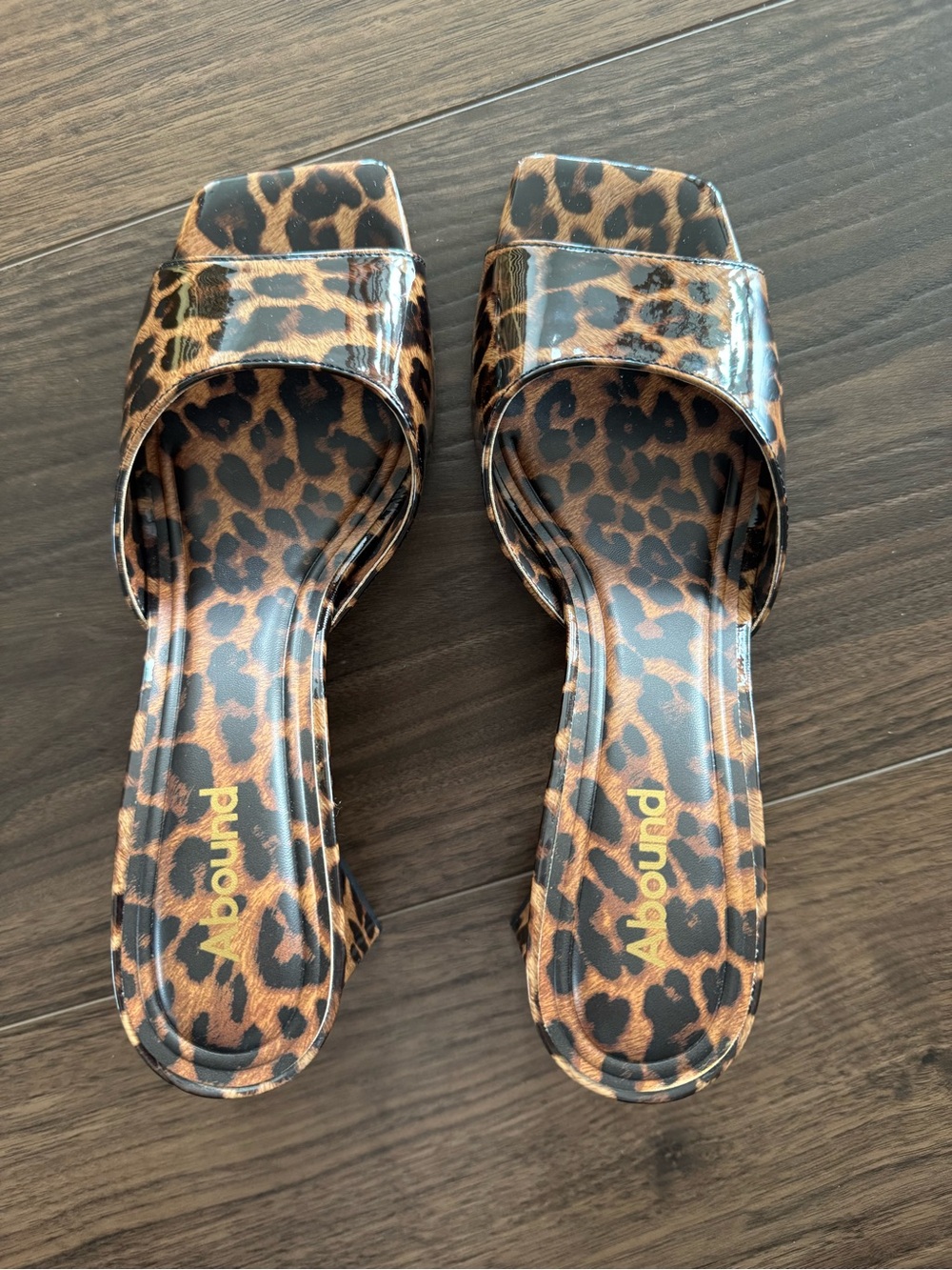 Leopard Print Slide Sandals - never worn special triangle heel size 8